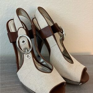 Dolce & Gabbana Cream and Brown Slingback Heels